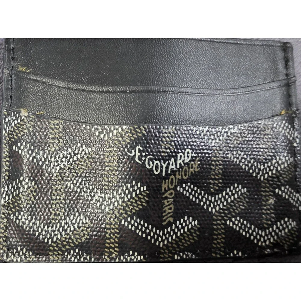 Awesome GOYARD Men's Black Print LOGO Card Holder WALLET Saint Sulpice EuC